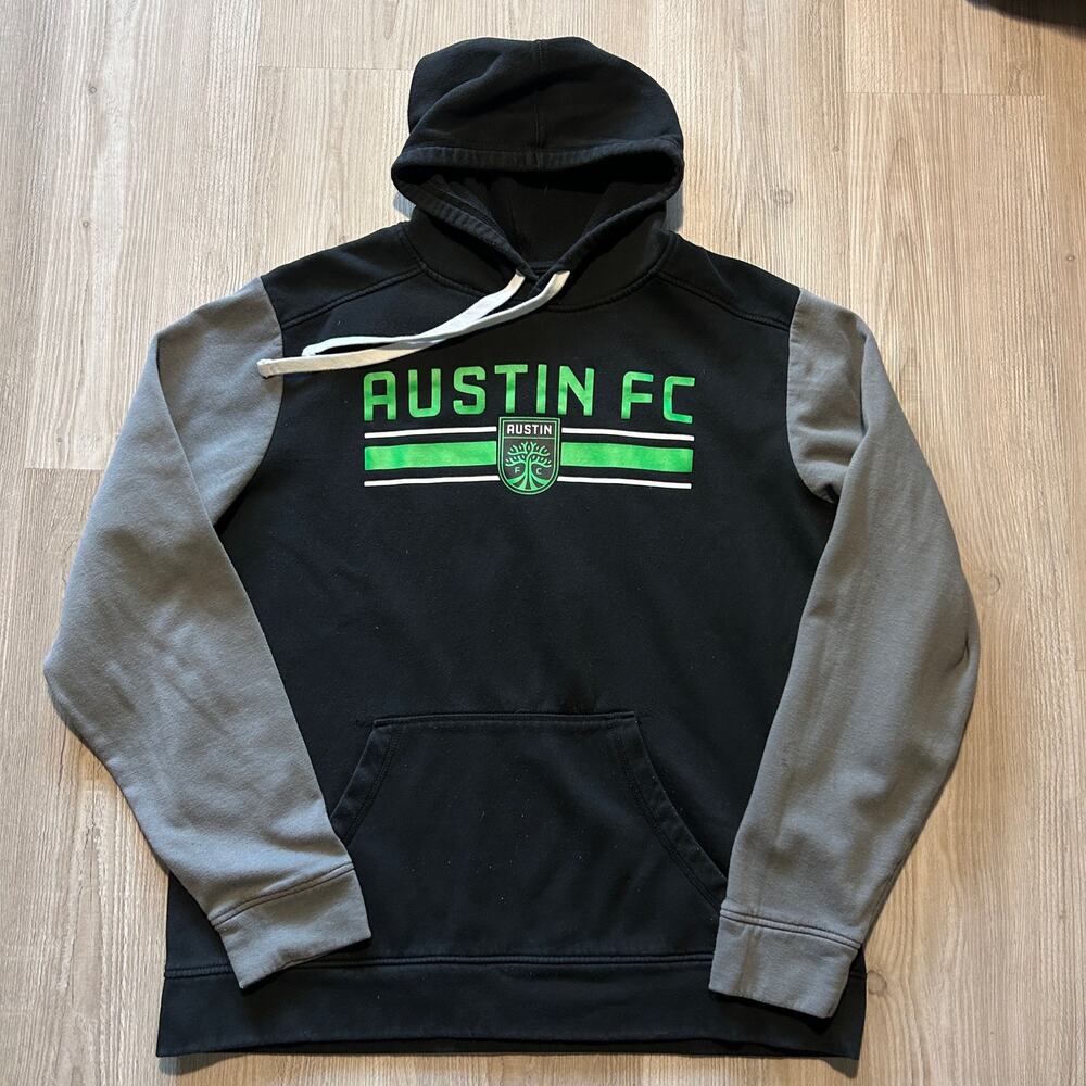 Menβs Austin FC Texas Black Gray Green MLS Soccer Hoodie Pullover Sweatshirt XL